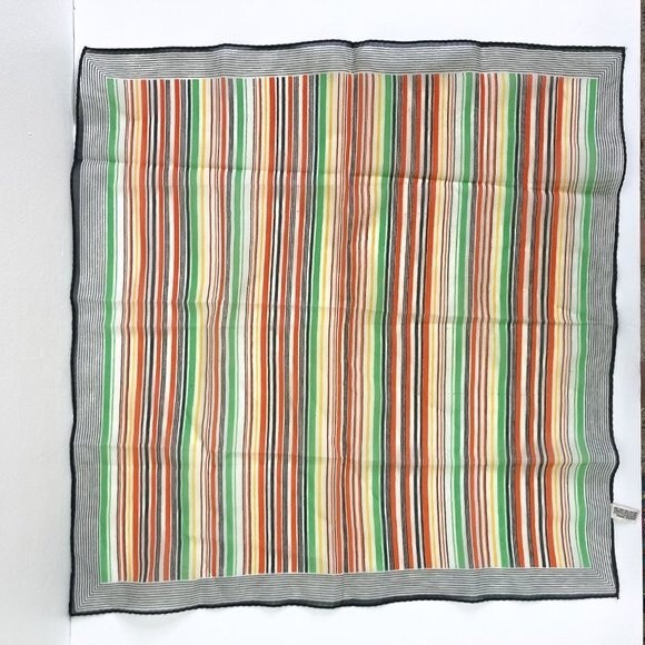 Vintage Striped Square Scarf MCM Mod Retro Polyester Japan - Picture 14 of 14